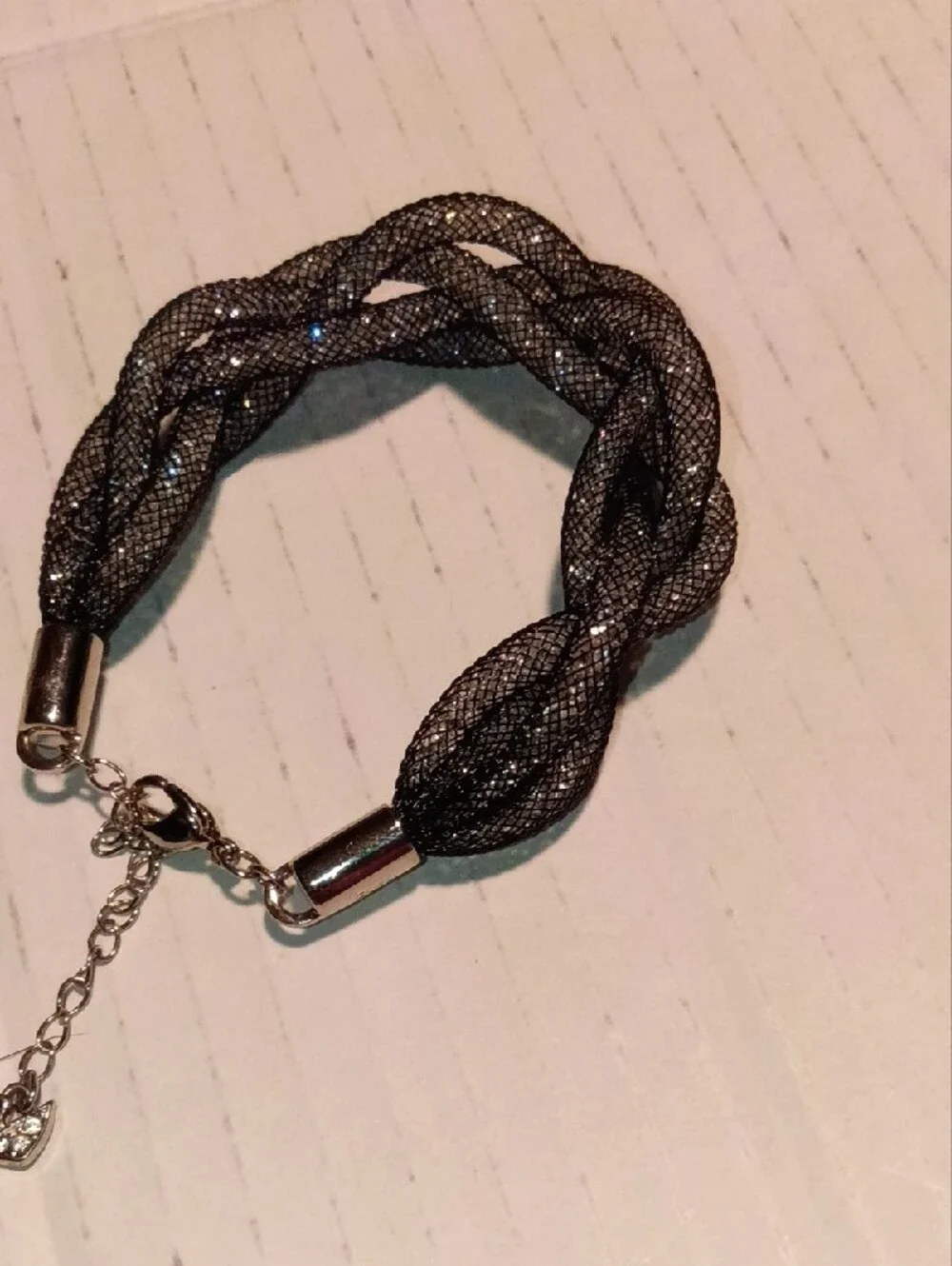Swarovski Bracelet Crystal Stardust BangleCoil Wrap Chrome Gray Retired